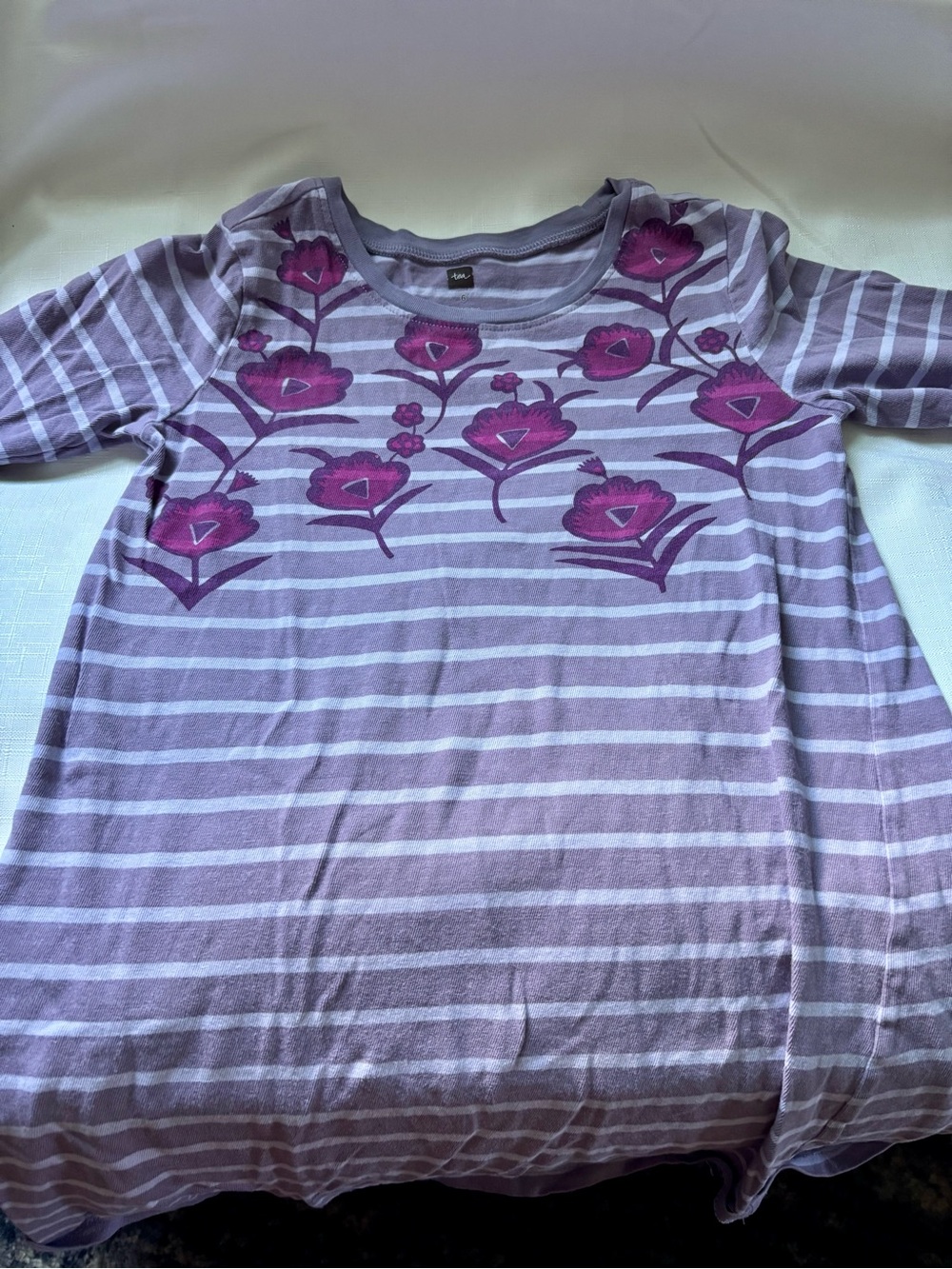 Girls' Lavender Striped Floral dress
